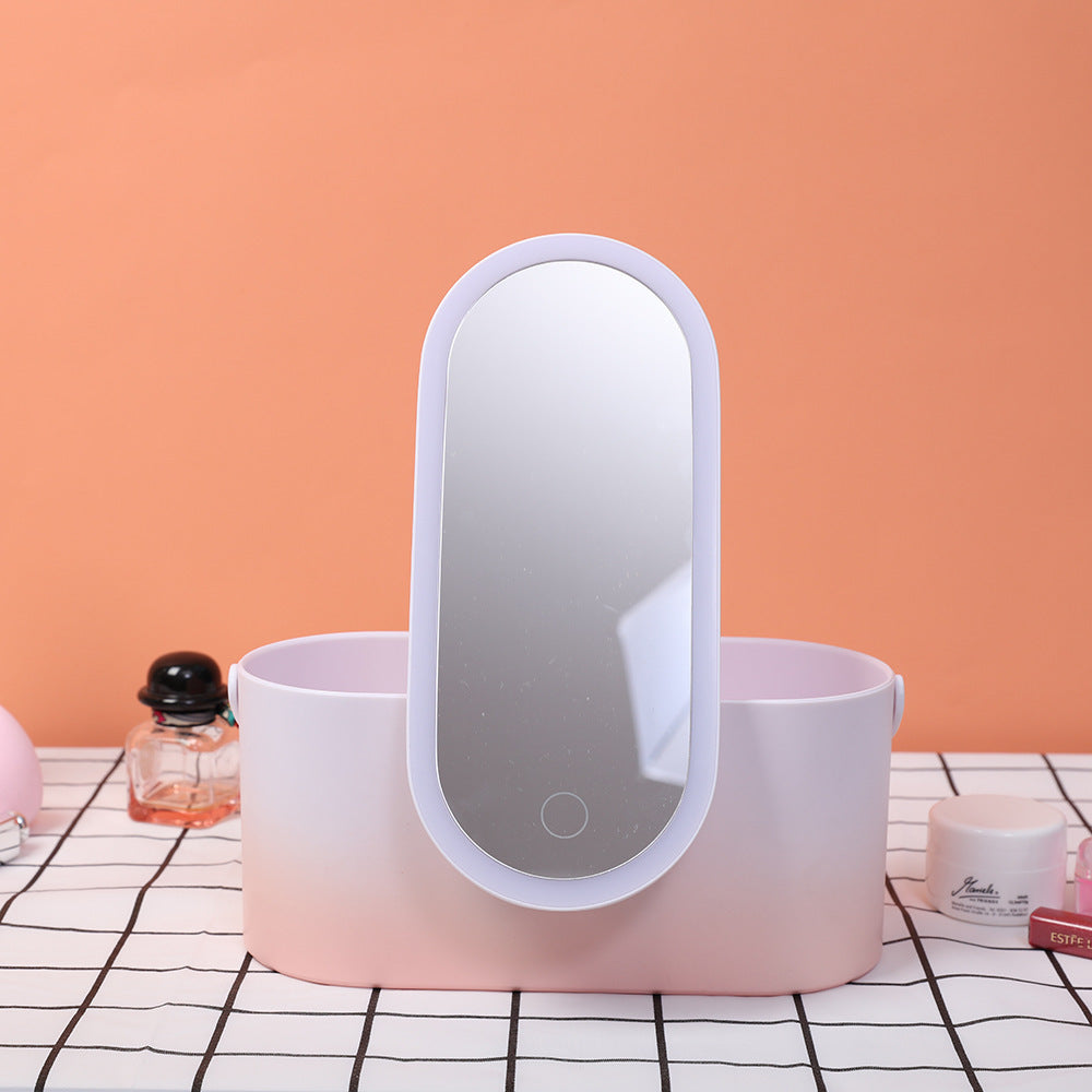Travel LED Makeup Mirror Organizer – Rechargeable Vanity Case