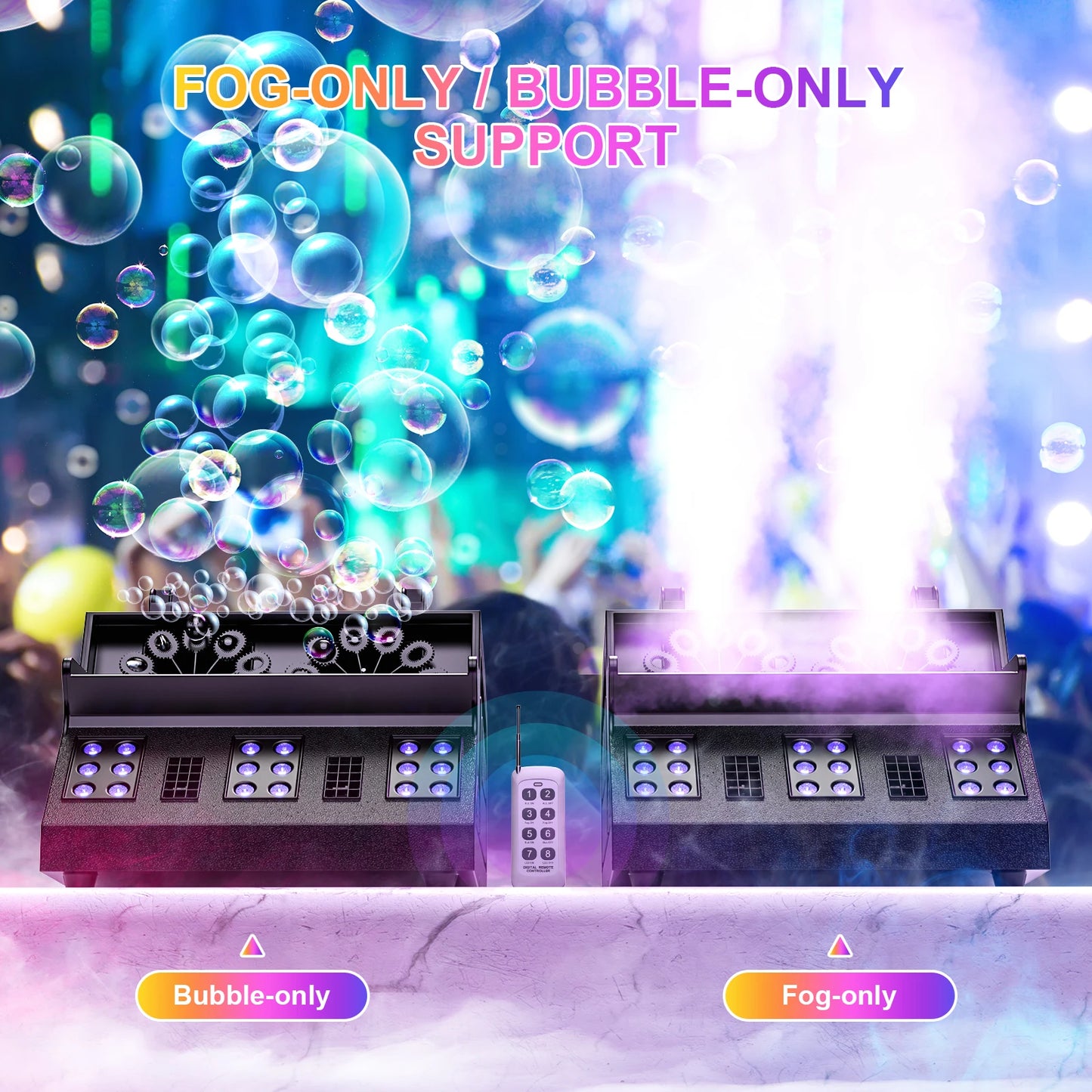 1500W RGB Smoke Bubble Machine with DMX Control – 18-LED Fog & Bubble Fogger for DJ, Party, Wedding, Halloween Stage Effects