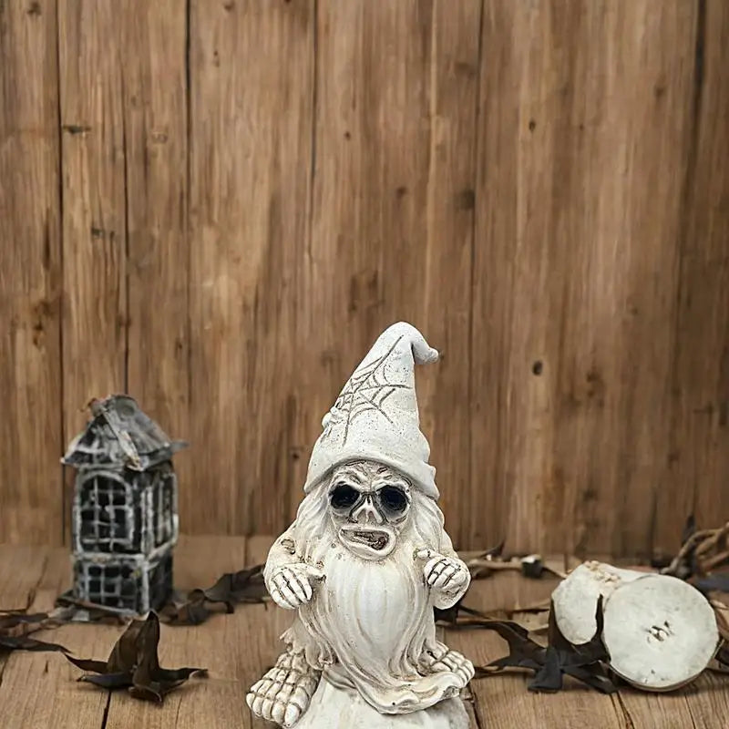 Skeleton Garden Gnome Halloween Decoration – Funny Resin Horror Figurine for Yard & Home