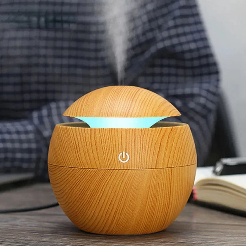 Air Humidifier Ultrasonic USB Aroma Diffuser Wood Grain LED Night Light Electric Essential Oil Diffuser Aromatherapy