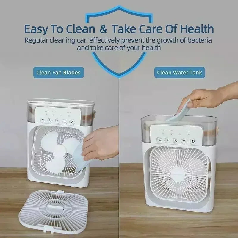 3-in-1 Mini Cooling Fan | USB Air Cooler & Humidifier