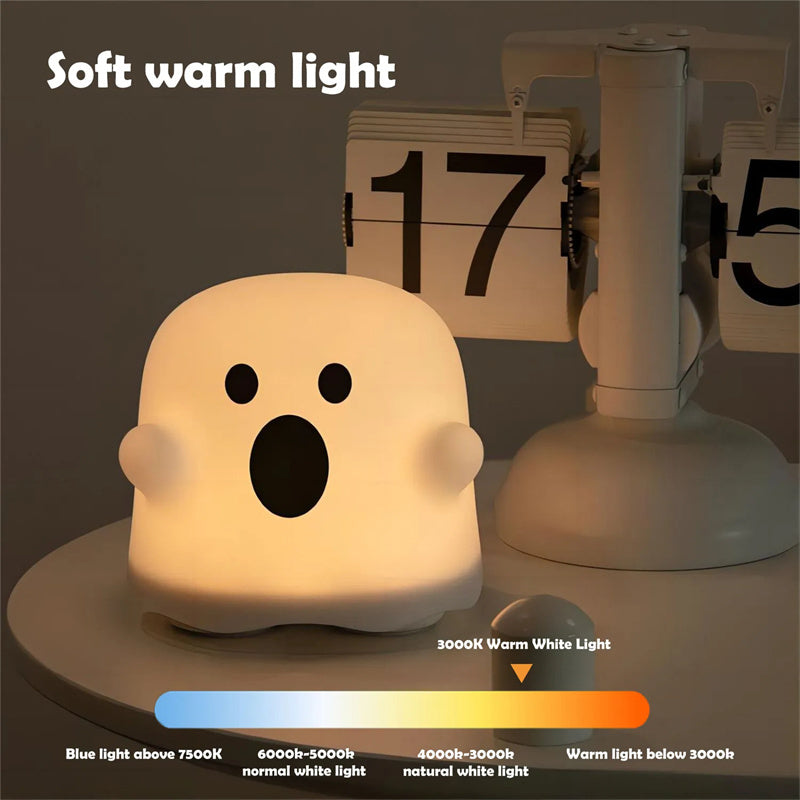Silicone Ghost Night Light – Touch Sensor LED Halloween Lamp for Kids & Bedroom Decor