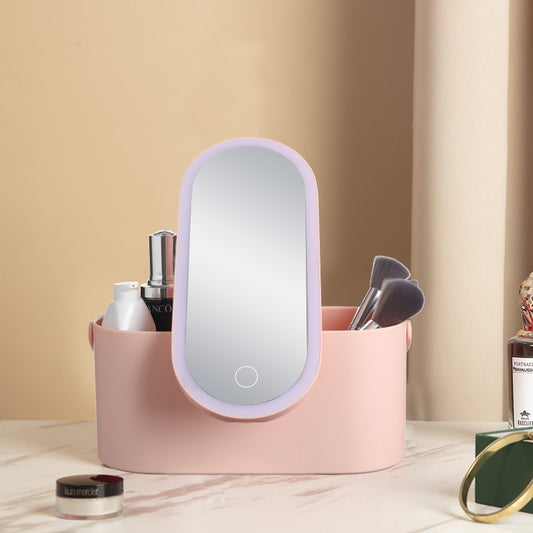 Travel LED Makeup Mirror Organizer – Rechargeable Vanity Case