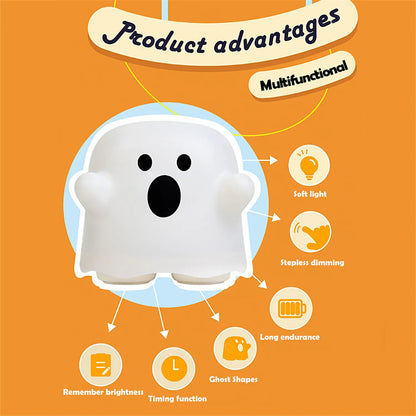 Silicone Ghost Night Light – Touch Sensor LED Halloween Lamp for Kids & Bedroom Decor