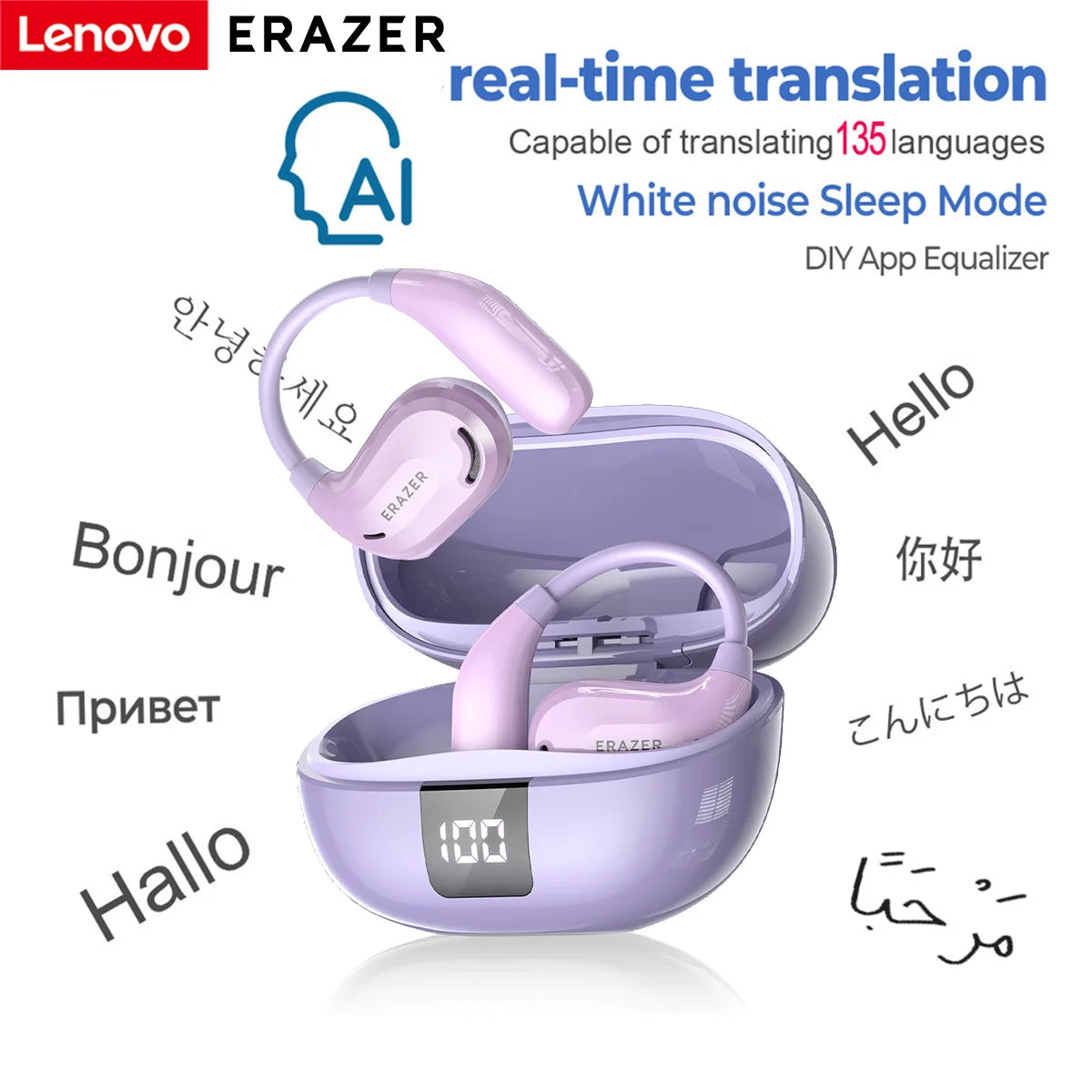 ERAZER XT66PRO Bluetooth AI Translator Earphones - Ultimate Audio Innovation