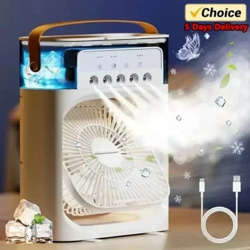3-in-1 Mini Cooling Fan | USB Air Cooler & Humidifier