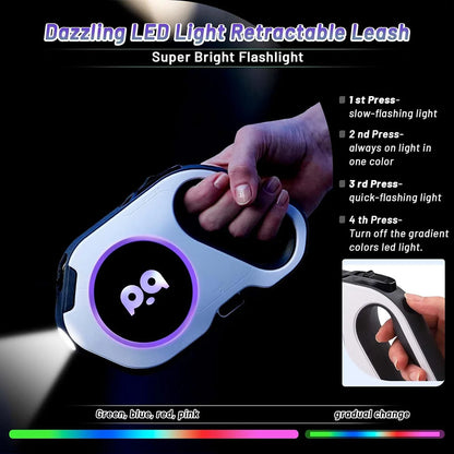 LED Retractable Dog Leash – 16 Ft, Rechargeable & Tangle-Free