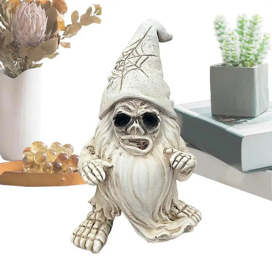 Skeleton Garden Gnome Halloween Decoration – Funny Resin Horror Figurine for Yard & Home