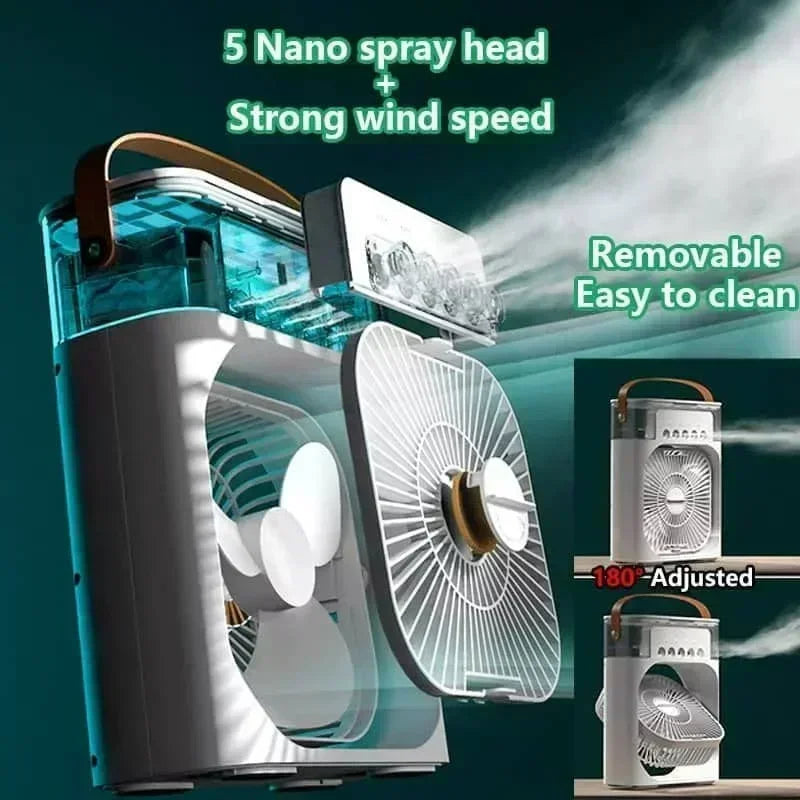 3-in-1 Mini Cooling Fan | USB Air Cooler & Humidifier