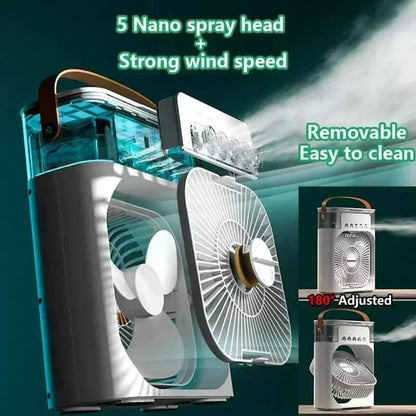 3-in-1 Mini Cooling Fan | USB Air Cooler & Humidifier