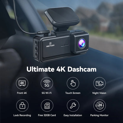REDTIGER Dash Cam HD 4K with GPS & WiFi