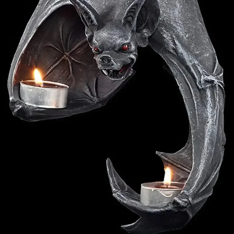 Halloween Bat Wall Tealight Holder – Resin Hanging Candle Sconce for Garden & Home Decor