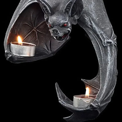 Halloween Bat Wall Tealight Holder – Resin Hanging Candle Sconce for Garden & Home Decor