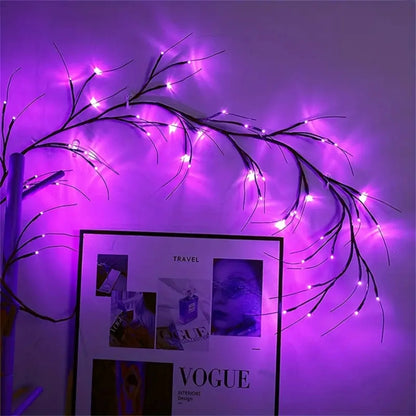 54 LED Halloween Willow Vine Lights – Purple DIY Rattan Garland | Battery Powered Indoor & Outdoor Decor