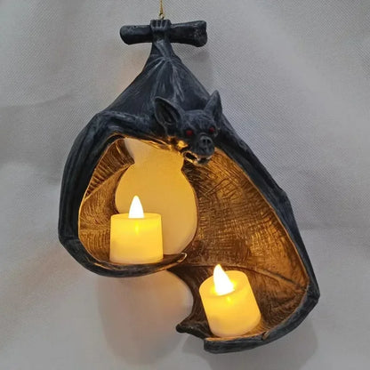 Halloween Bat Wall Tealight Holder – Resin Hanging Candle Sconce for Garden & Home Decor