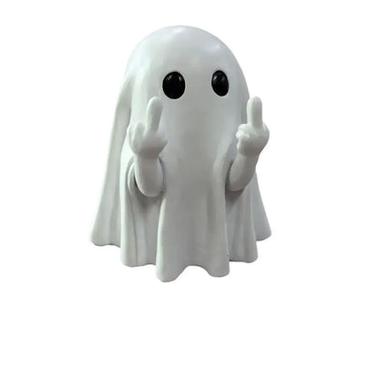 Funny Resin 8.5 inch Ghost Statue – Halloween Middle Finger Tabletop Decor