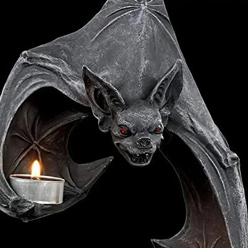 Halloween Bat Wall Tealight Holder – Resin Hanging Candle Sconce for Garden & Home Decor