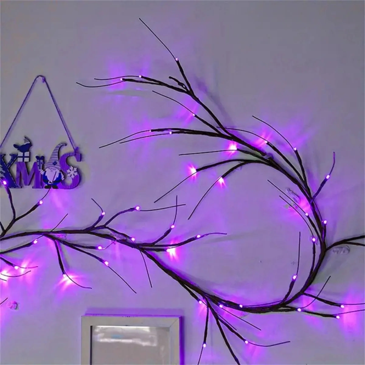 54 LED Halloween Willow Vine Lights – Purple DIY Rattan Garland | Battery Powered Indoor & Outdoor Decor