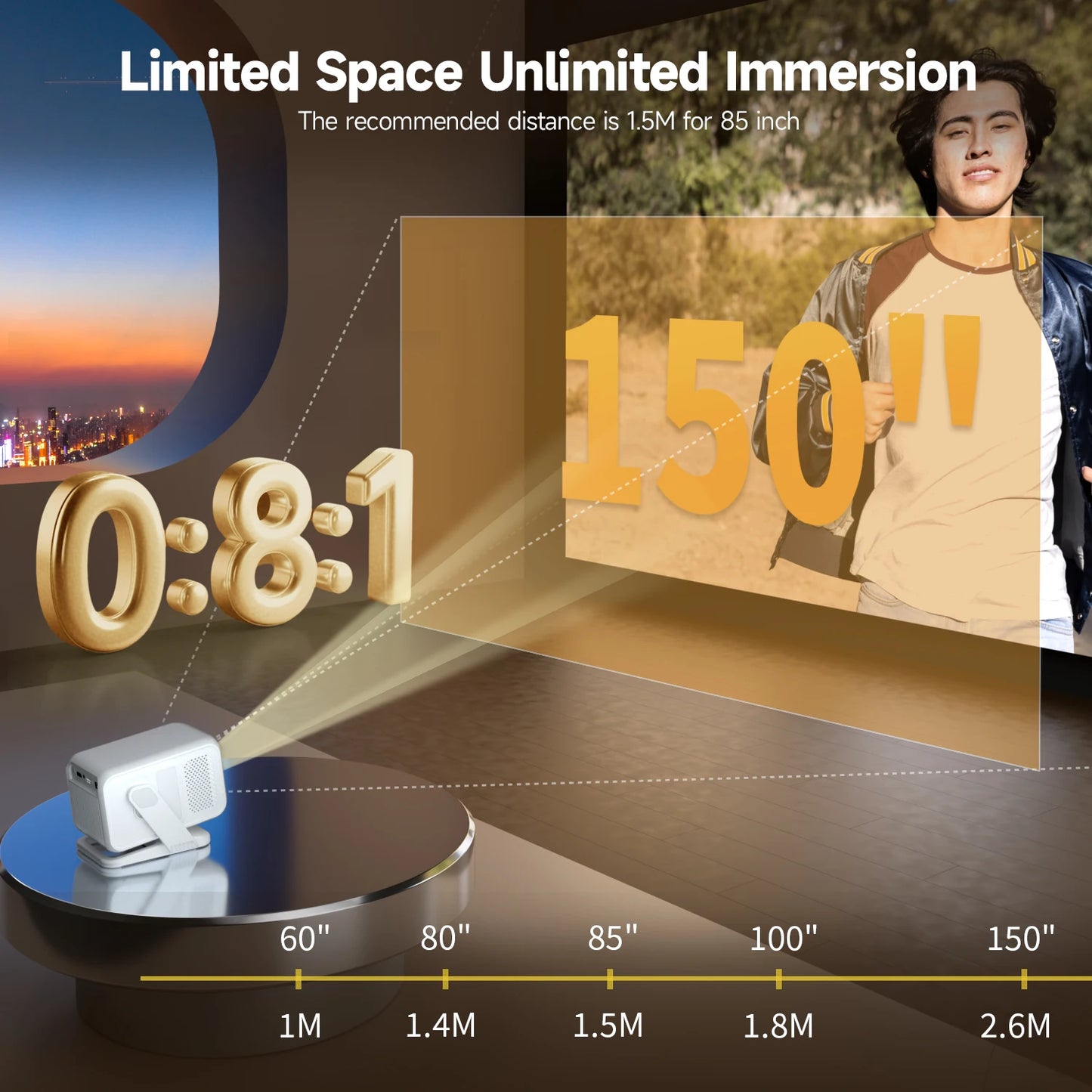 Magcubic HY310X 4K Portable Projector | 420 ANSI, WiFi 6, Android 11
