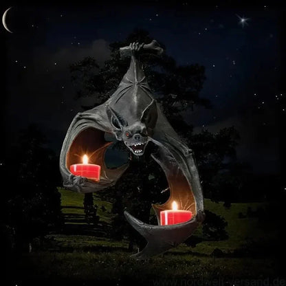 Halloween Bat Wall Tealight Holder – Resin Hanging Candle Sconce for Garden & Home Decor