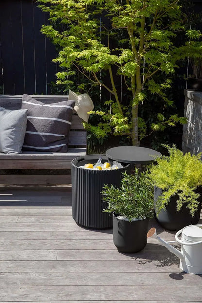 Outdoor Cooler Side Table 2-in-1 – Weather-Resistant Patio Cooler & End Table, 21″ Black