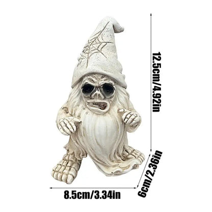 Skeleton Garden Gnome Halloween Decoration – Funny Resin Horror Figurine for Yard & Home