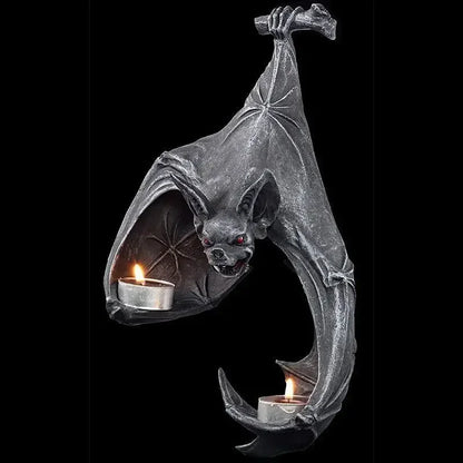 Halloween Bat Wall Tealight Holder – Resin Hanging Candle Sconce for Garden & Home Decor