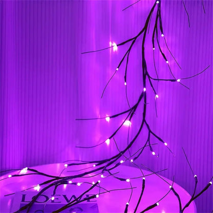 54 LED Halloween Willow Vine Lights – Purple DIY Rattan Garland | Battery Powered Indoor & Outdoor Decor