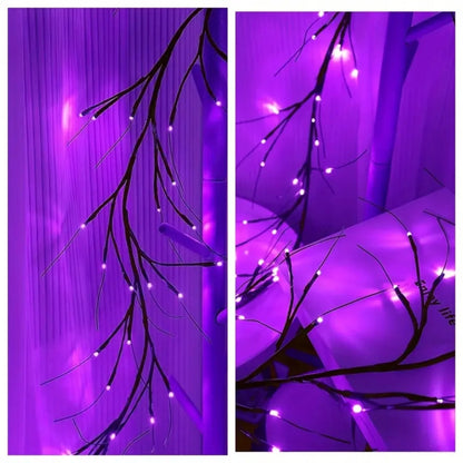 54 LED Halloween Willow Vine Lights – Purple DIY Rattan Garland | Battery Powered Indoor & Outdoor Decor