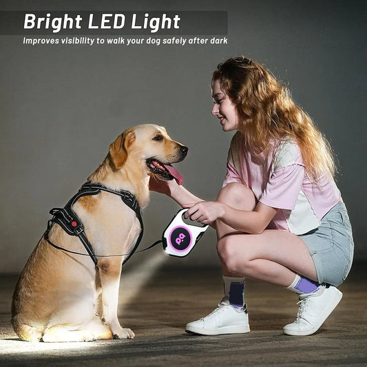 LED Retractable Dog Leash – 16 Ft, Rechargeable & Tangle-Free