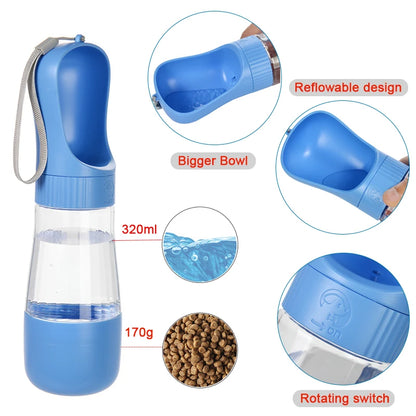 Portable Travel 2 in 1 Pet Water & Food/Treat Dispenser