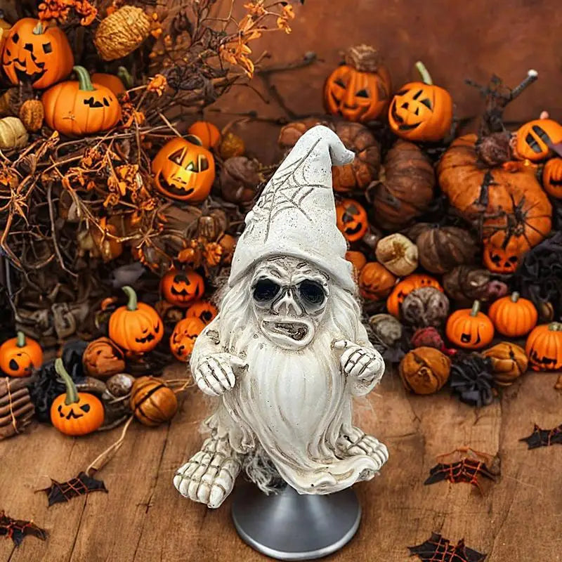 Skeleton Garden Gnome Halloween Decoration – Funny Resin Horror Figurine for Yard & Home