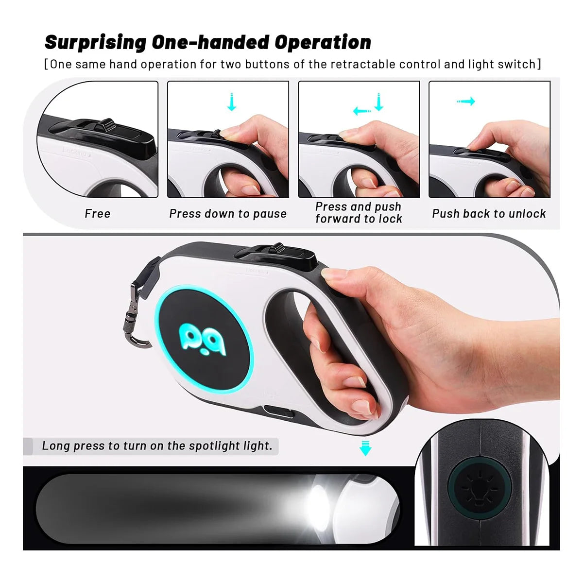 LED Retractable Dog Leash – 16 Ft, Rechargeable & Tangle-Free