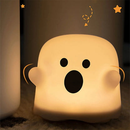 Silicone Ghost Night Light – Touch Sensor LED Halloween Lamp for Kids & Bedroom Decor